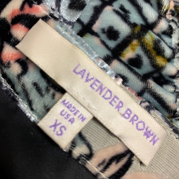 Lavender Brown Anthropologie Womens 3/4 Sleeve Velvet Floral Pink Blue Green XS - Picture 7 of 7
